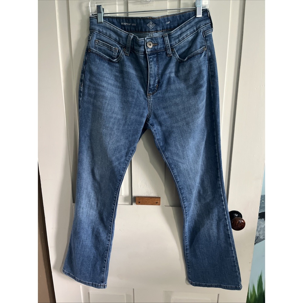 St John's Bay Jeans Women's 10P Blue Denim Stretch 5-Pockets Bootcut Leg Classic